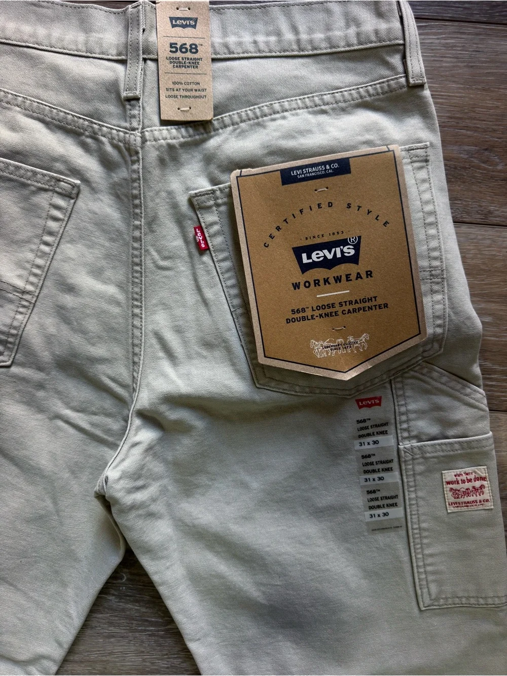 Levi's 568 Loose Carpenter Double Knee Pants Gray Men's  (31x30) NWT